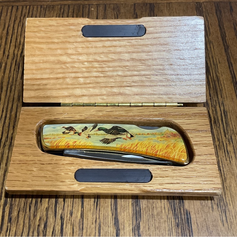 Collectors knife with Mallard Ducks 🦆 in wood box